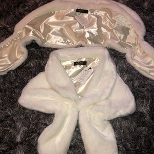 Faux Fur Wedding Shawl/Pashmina (white)